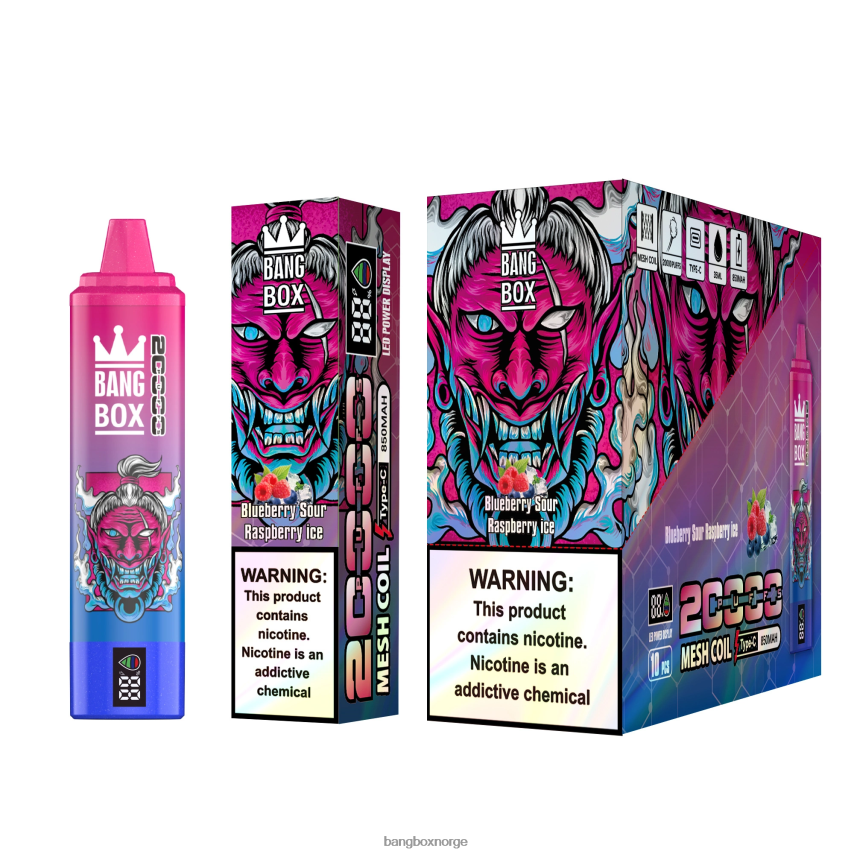Bang Box Norge HRX44855 blåbærsur bringebæris | Bang Box 20000 puffs smartskjerm