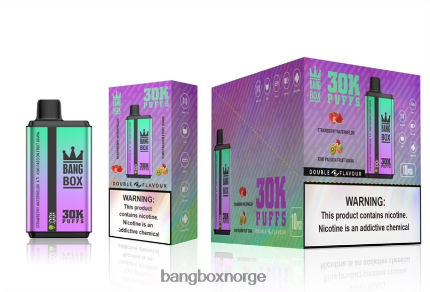 Bang Box Norge HRX44870 jordbær vannmelon og kiwi pasjonsfrukt guava | Bang Box 30000 puff doble smaker