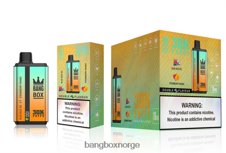 Bang Box Norge HRX44873 blå razz is og jordbærmango | Bang Box 30000 puff doble smaker