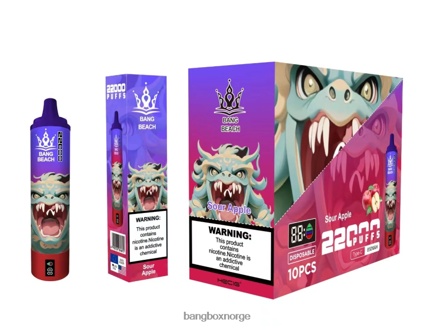 Bang Box Norge HRX44813 surt eple | Bang Beach 22000 puffs smartskjerm
