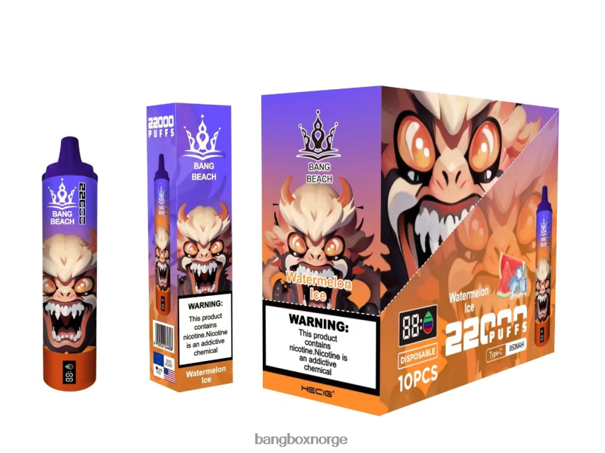 Bang Box Norge HRX44822 vannmelon is | Bang Beach 22000 puffs smartskjerm