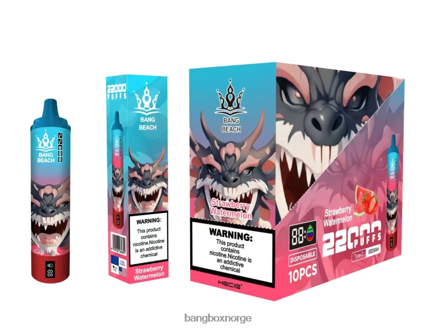 Bang Box Oslo HRX44823 jordbær vannmelon | Bang Beach 22000 puffs smartskjerm
